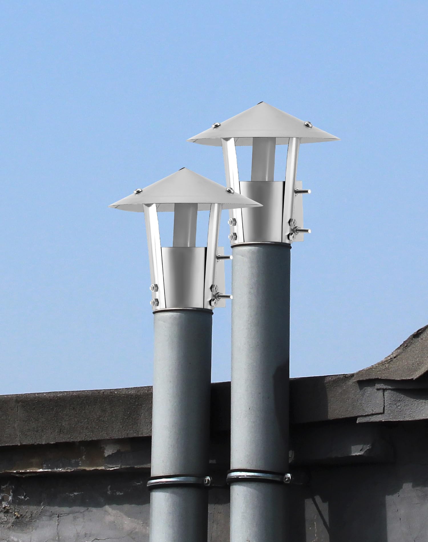 QWORK® sombrero chimenea de acero inoxidable 304, 80 mm, cubierta de lluvia para la chimenea