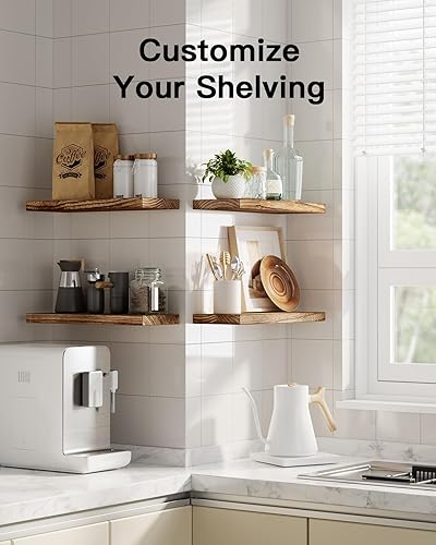 Miniatura 7 de AMADA HOMEFURNISHING AMFS40BN - Estantes flotantes, estantes de pared de madera de Paulownia para baño, sala de estar, dormitorio, cocina, oficina