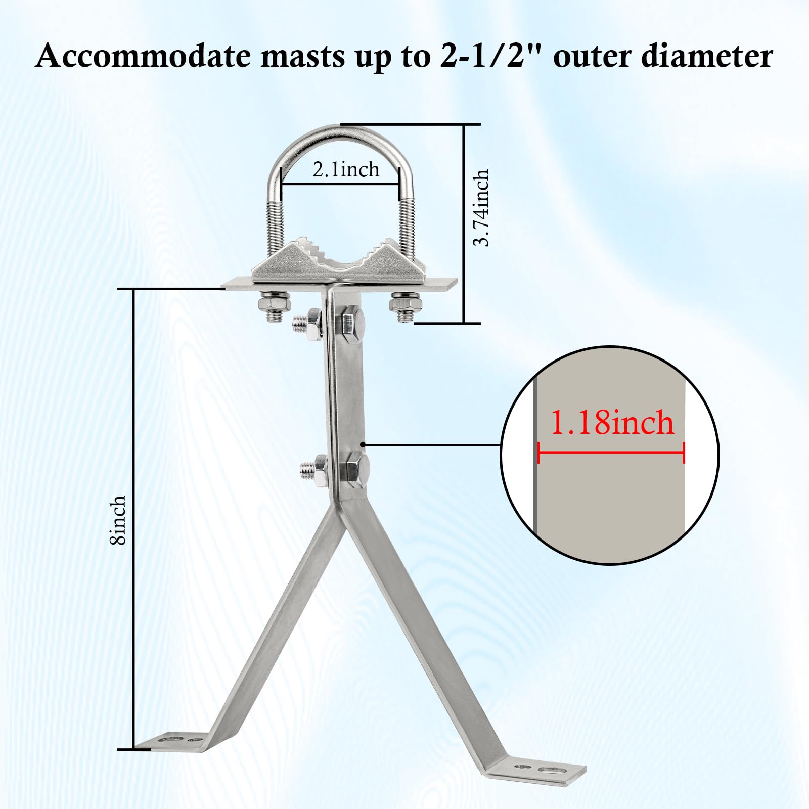 XRDS-RF - Soporte de pared para antena de TV de 8 pulgadas, resistente al viento, soporte de montaje de antena para antena de TV (2 patas + 2 patas)