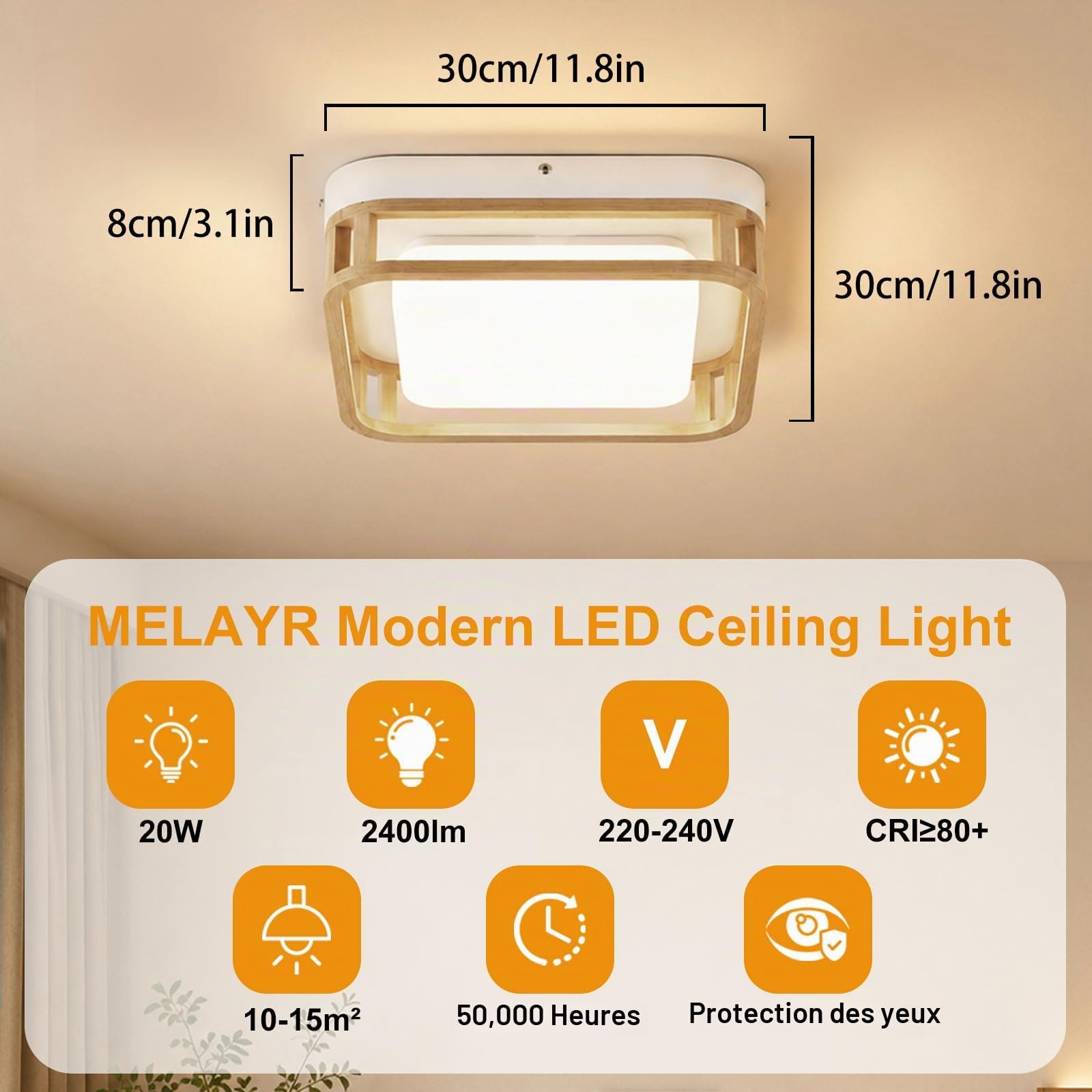 4782543 Plafonnier LED Moderne 3000K Lampe Plafond