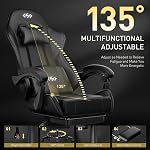 HLDIRECT Gaming Chair for Adults, Ergonomic Computer Chair with Footrest & Linkage Armrest, High Back Gamer Chair with Lumbar Support, Adjustable Game Chair, 360° Swivel, 300LBS (Black)