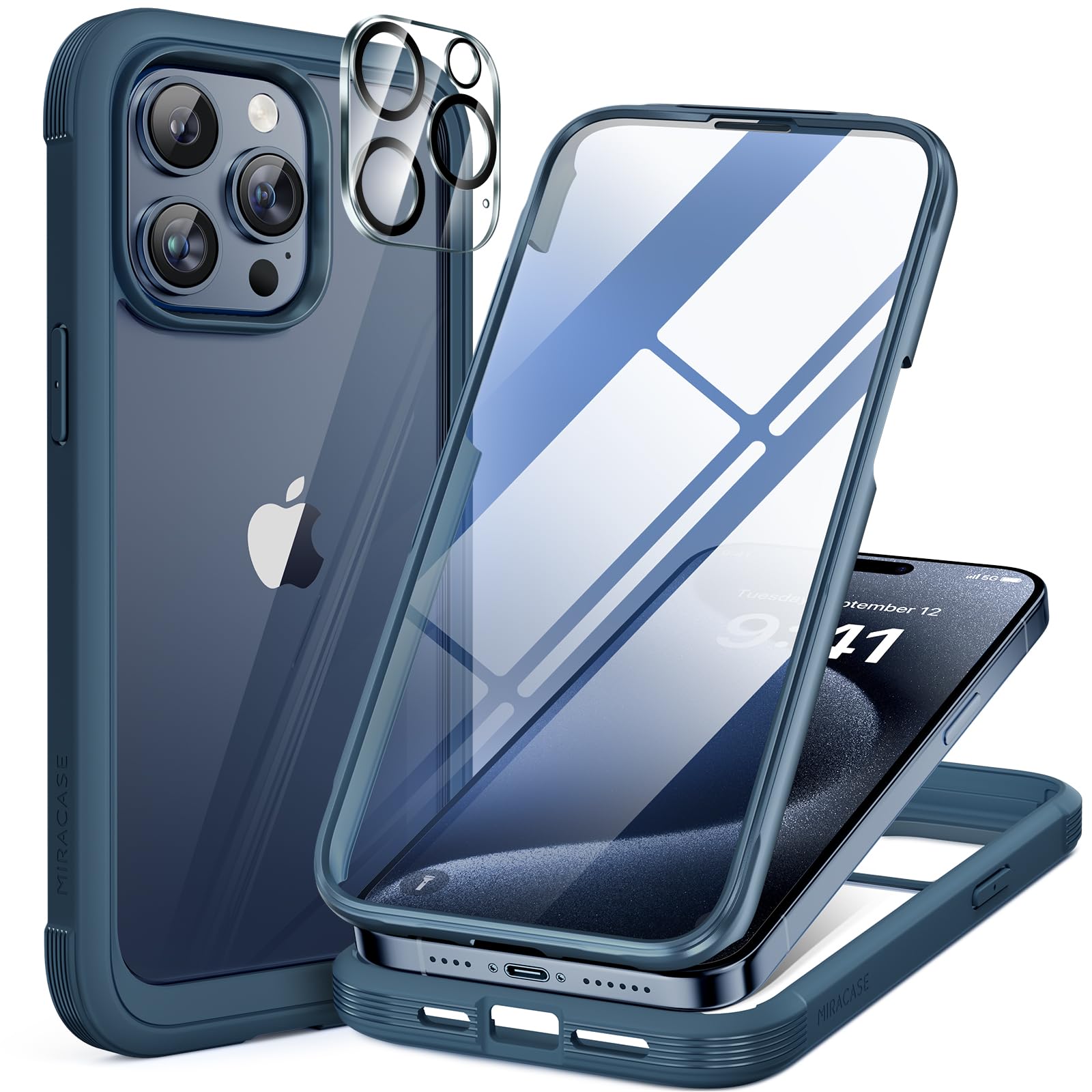 Miracase for iPhone 14 15 16 Case Glas