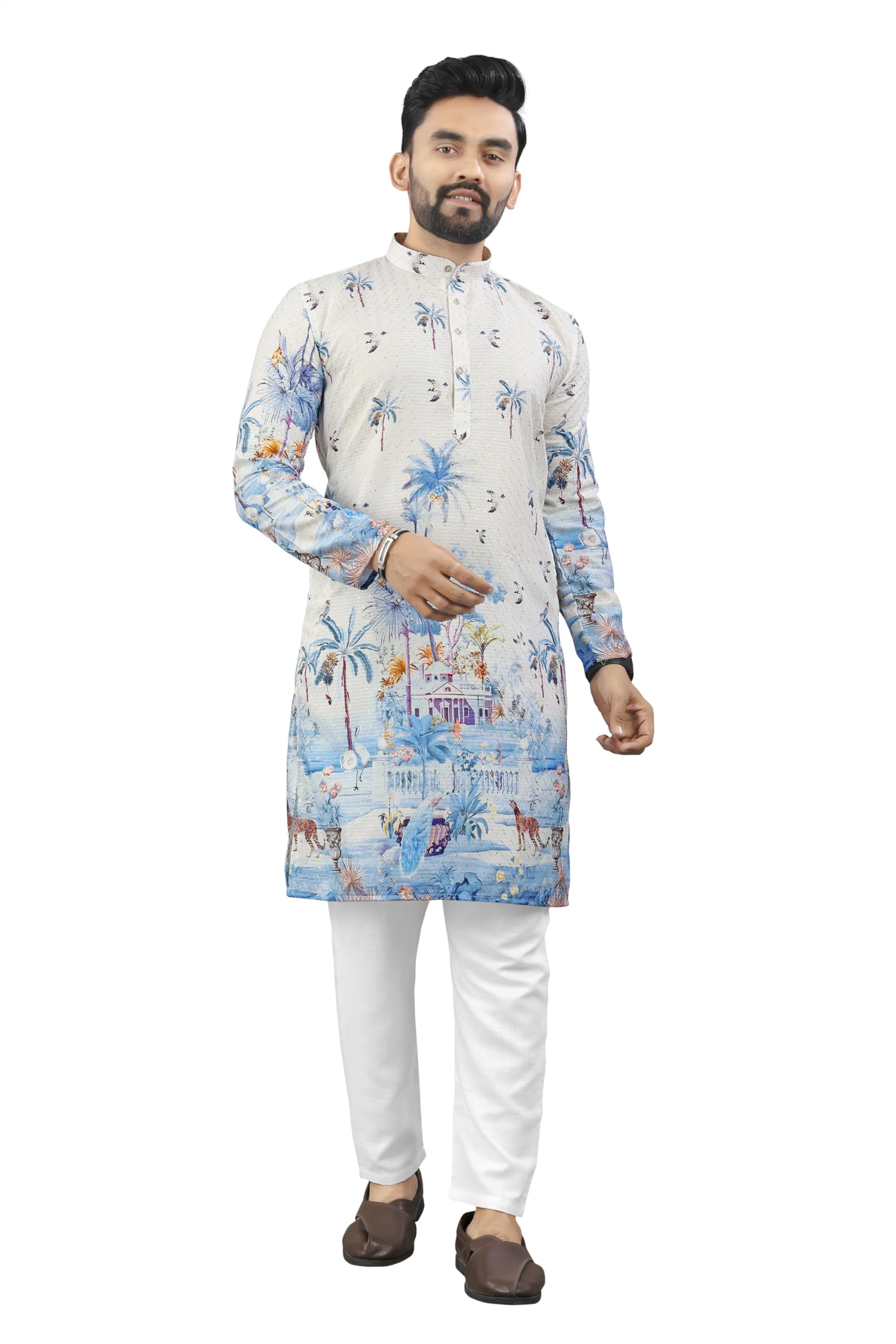 Kurta Pyjamas set for Mens | Pyjamas with kurta PRINTED and classis look |KURTA Pyjamas SET-image-9
