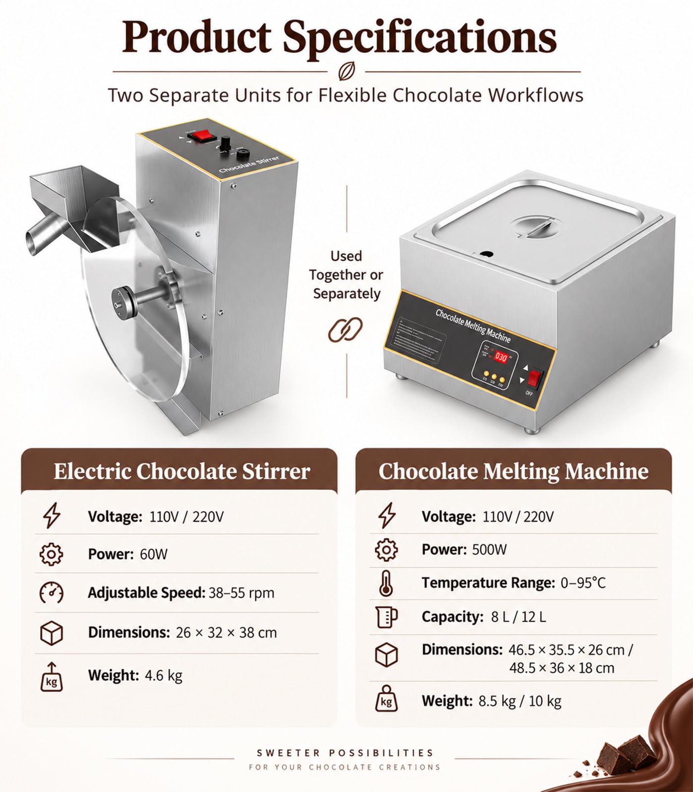 Macchina per miscelare e sciogliere Il Cioccolato 220V-8L
