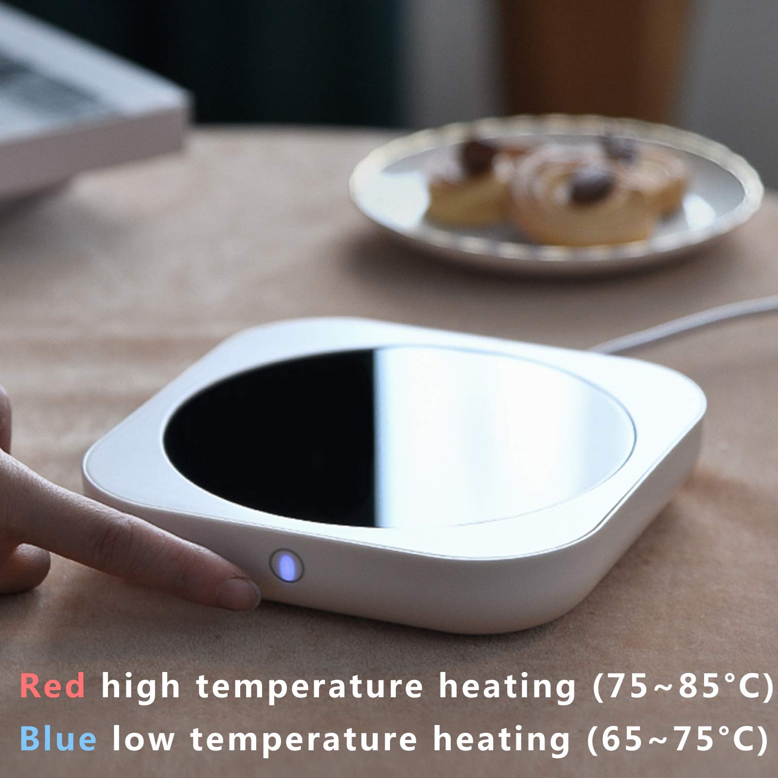 Chauffe-Tasse Électrique Mug Warmer Verre Réglage de la Température en Deux étapes, Interrupteur Intelligent, Mise Hors Tension Automatique de 8 Heures,Square,Small Teapot（900ML）