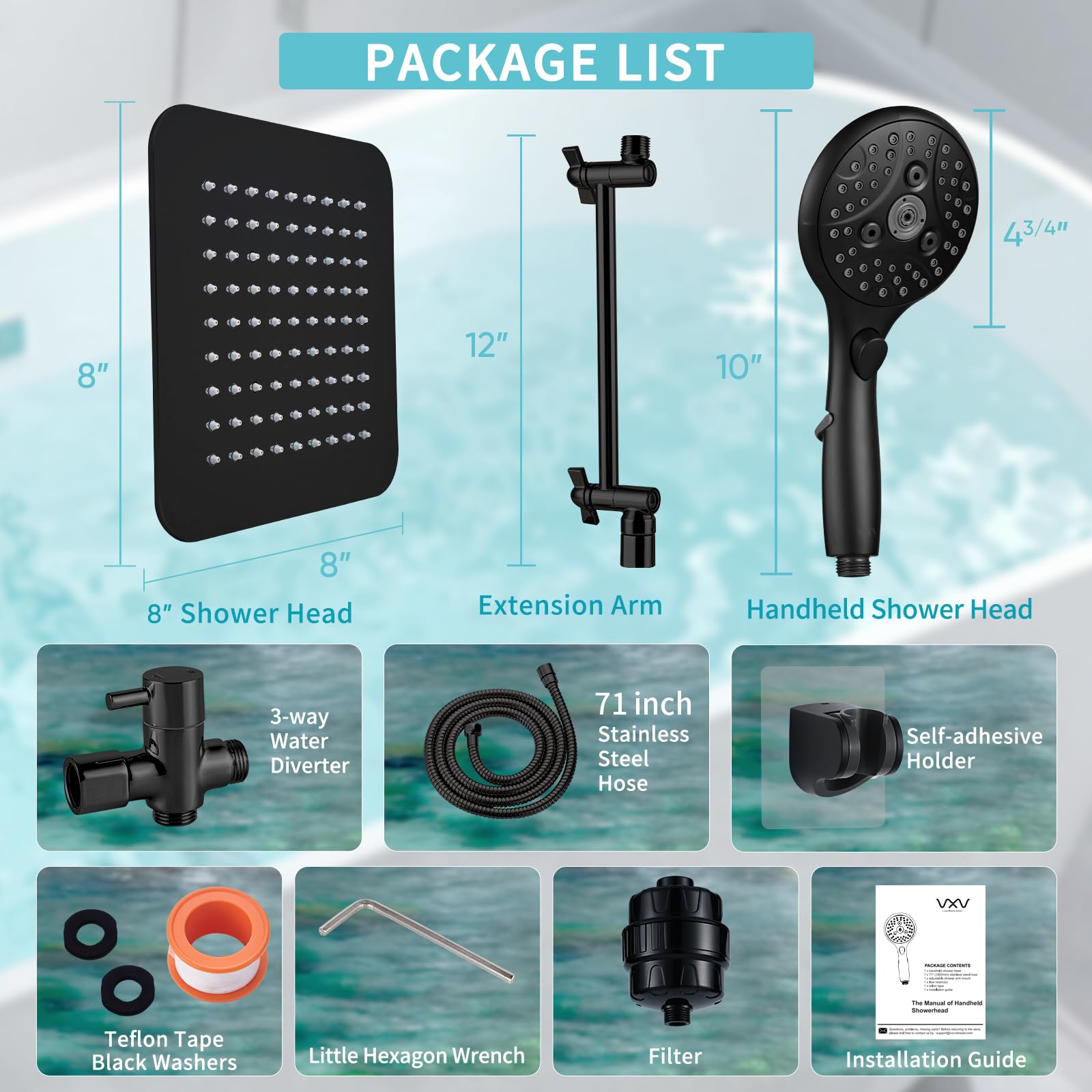 8 Dual 20 Stage Filtered Shower Head with Handheld 6 Spray Settings Handheld Shower Head High Pressure Rainfall — view 8