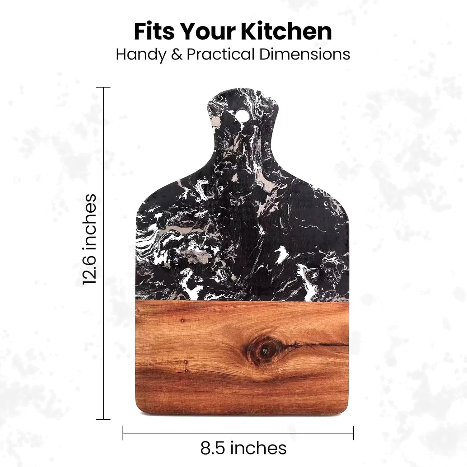 HOME ARCHIVE Wood & Marble Rectangle Cutting Board with Handle for Kitchen Chopping Boards for Vegetables Fruits Pizza Cheese Meat and Charcuterie (Brown & White - Rectangle with handle)