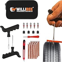 WILLIBEE 8-in-1 Tool Set (Pack of 15 Strips), Tubeless Tyre Puncture Repair Kit for Car, Bike, Scooter & SUV (with Storage Bag) | Universal Emergency Tyre Fix Tool Set, Flat Tire Puncher Repair Kit.