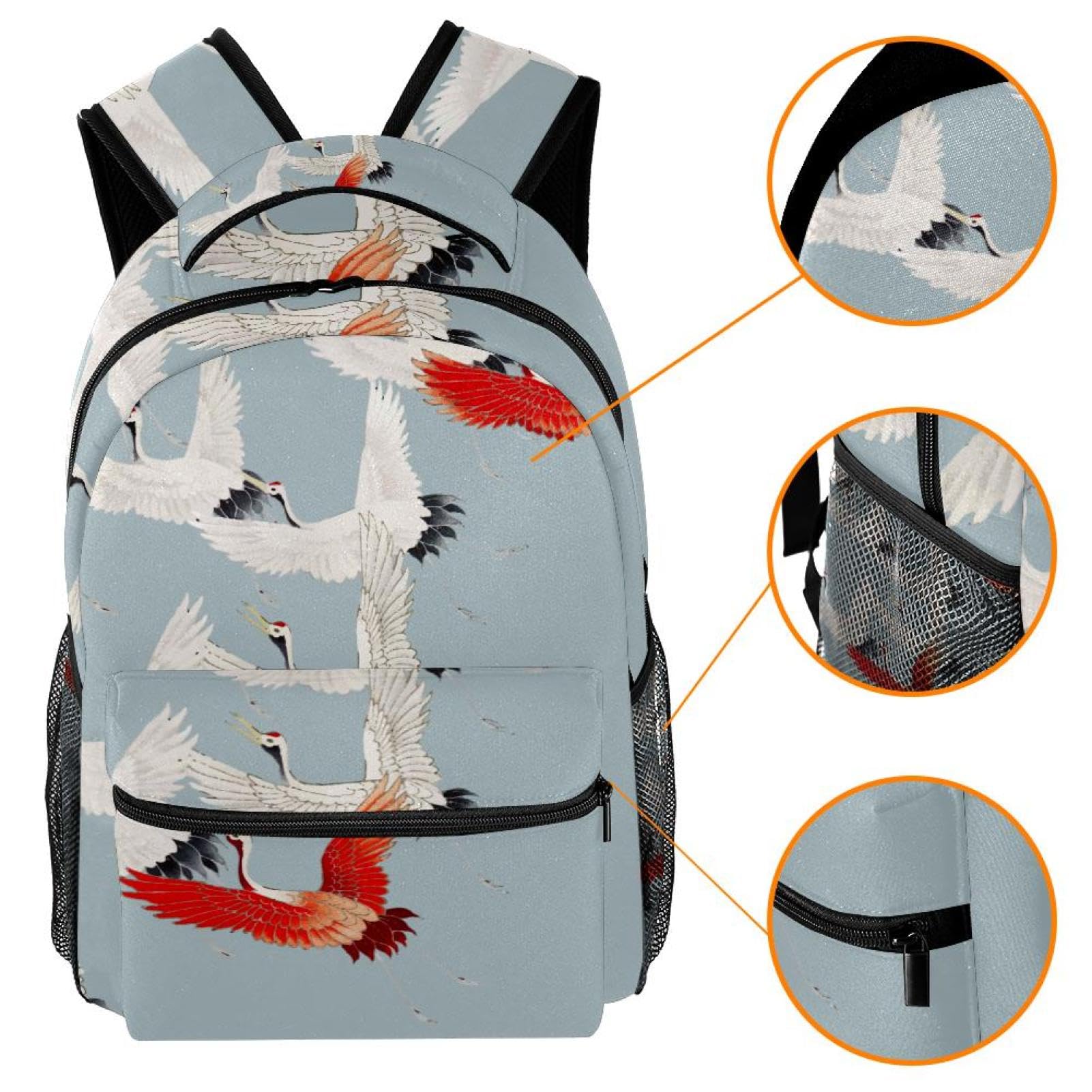 Zaino scolastico per uomini e donne, borsa da viaggio per computer portatile con gru volanti, zaino leggero per università, zaino casual per libri