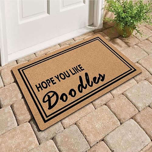 Miniatura 6 de Alfombra divertida para puerta de entrada, 18.0in de ancho x 30.0in de largo, con diseño de "Hope You Like Doodles", para entrada y entrada