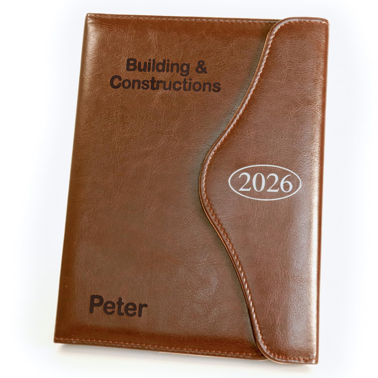 Personalised Custom Diary Organiser 2026 | Design A Truly Unique Gift | Laser Engraved PU Leather - A5 Brown