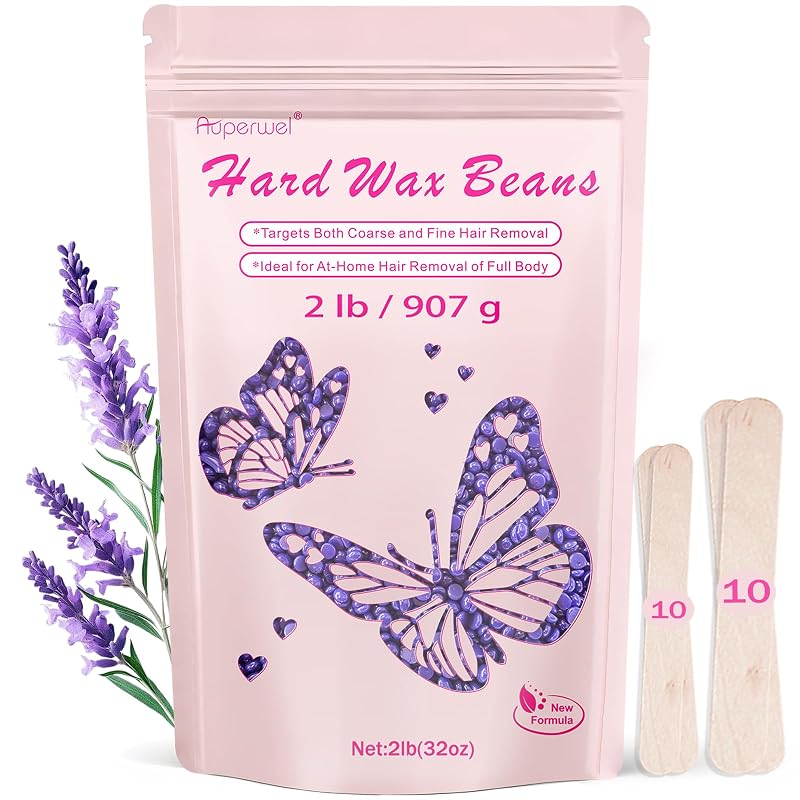 Auperwel Cera em Pérolas para Depilação com Lavanda Natural, Fórmula para Pelos Grossos, 907 g