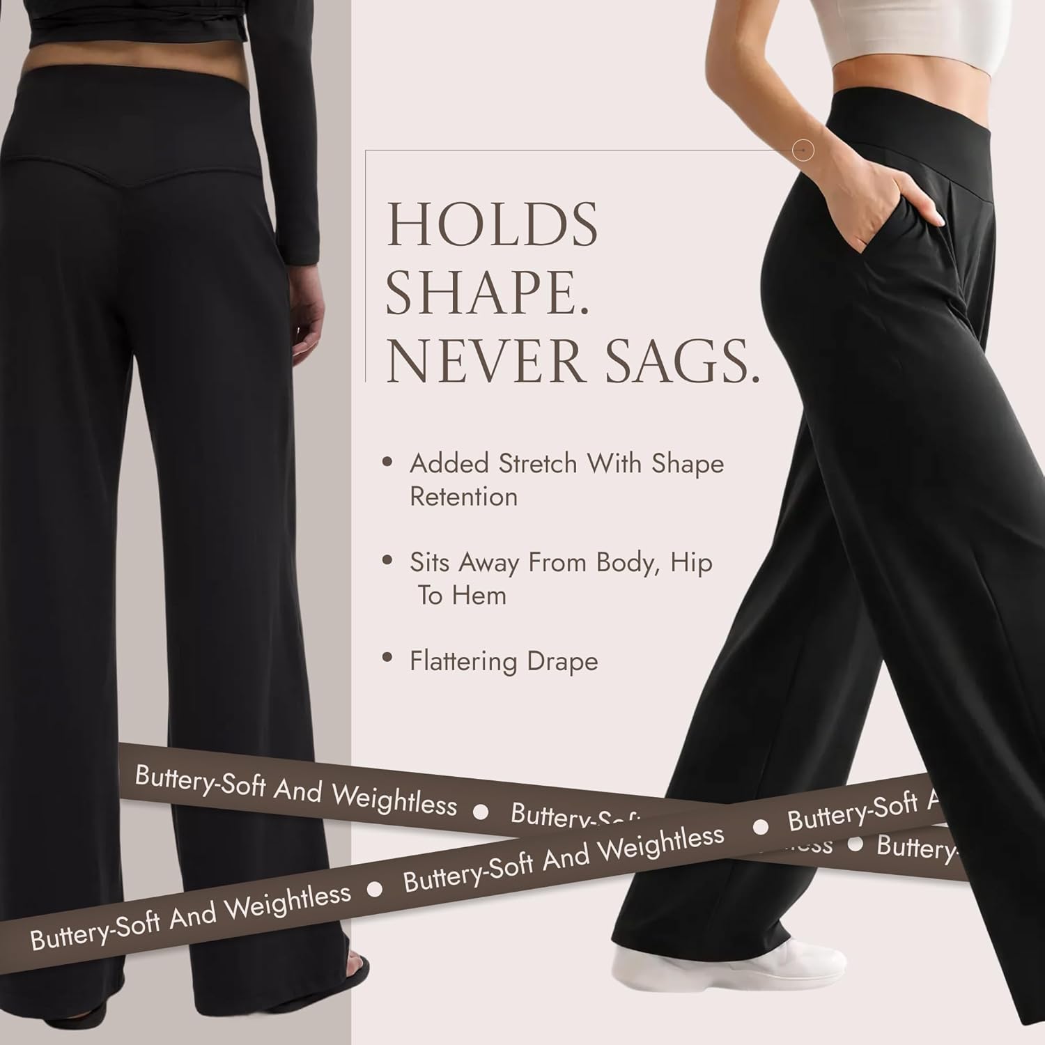 Harmony & Balance Wide Leg Sweatpants for Women Yoga Pants- Comfy Loose Casual Palazzo Lounge Pants with Pockets