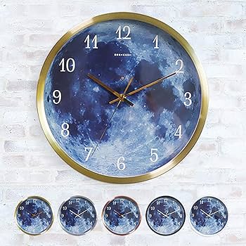 Amazon.co.jp: GOLWIS 光る 月面 壁掛け時計 直径30cm LED アルミ
