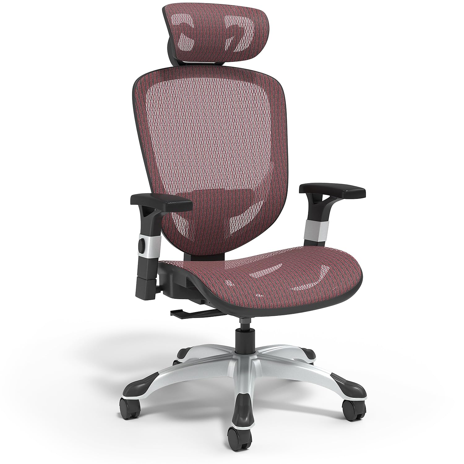 STAPLES Hyken Ergonomic Swivel Task Chair, Adjustable with Breathable Mesh & Lumbar Support, Perfect for Home& Office, Maroon