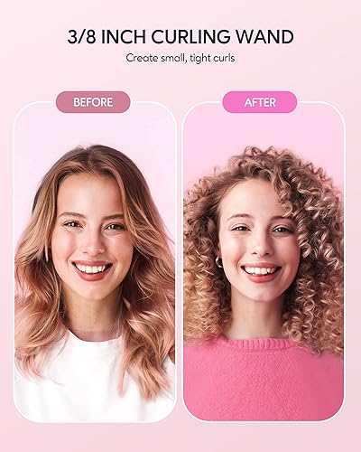 Miniatura 6 de Wavytalk Rizador pequeño de 38 pulgadas, rizador de varita pequeña para cabello corto y largo, rizador de barril pequeño de cerámica con temperatura