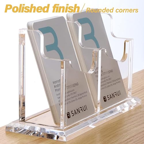 Miniatura 7 de SANRUI Soporte vertical para tarjetas de visita Soporte de exhibición de escritorio transparente de acrílico para oficina, hogar y exposiciones