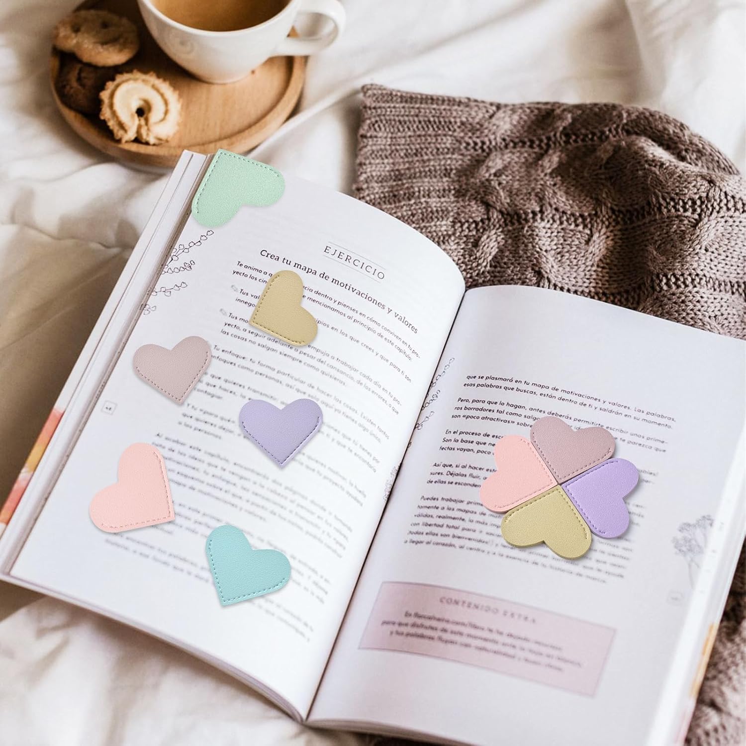 30 Pcs Leather Heart Bookmarks for Women, Cute Book Marks for Reading, Ideal Gift for Home, Office, School Reading Supplies (6 Colors) - Image 6