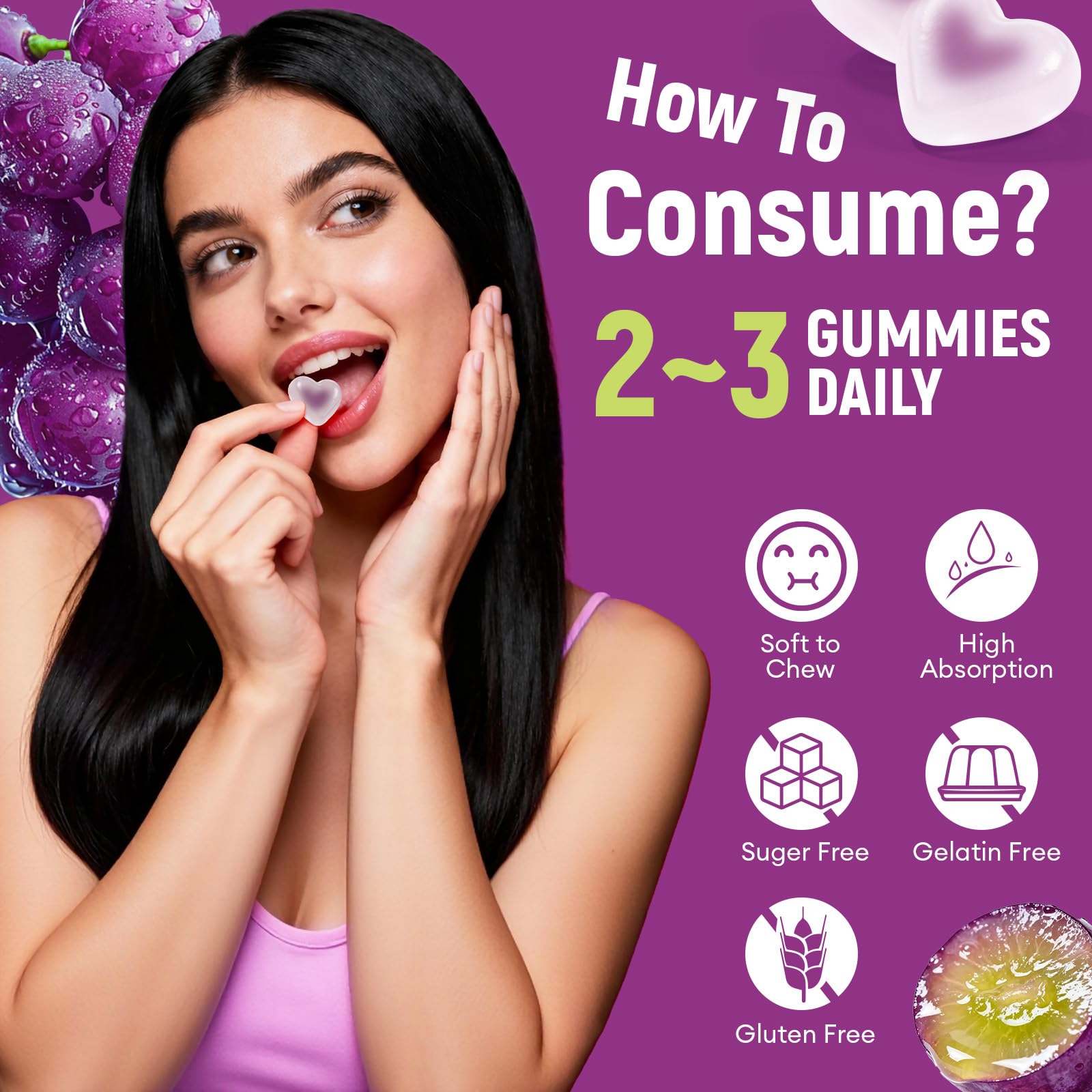 Migcopat 10G Fiber Gummies with Collagen Peptides, Grape Flavor, 60 Cts — Amazon image 6