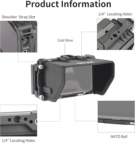 Miniatura 2 de Nitze Kit de jaula para monitor Atomos Ninja VNinja V+  ShinobiNinjaNinja UltraZato Connect Monitor, con abrazadera de cable HDMI y parasol - JT-A02B