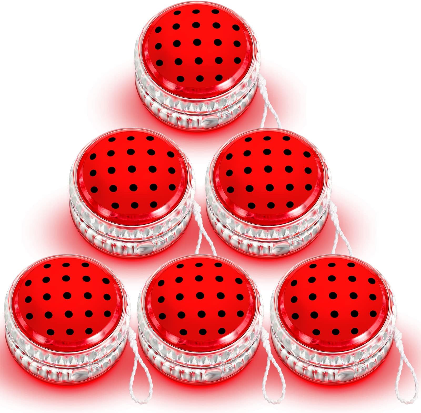 Ladybug Party Favors LED Yoyo Bulk Light up Responsive Balls Novelty Plastic Rainbow Yoyo for Kids Adults Beginner Ladybug Themed Birthday Party Decorations Classroom Prize