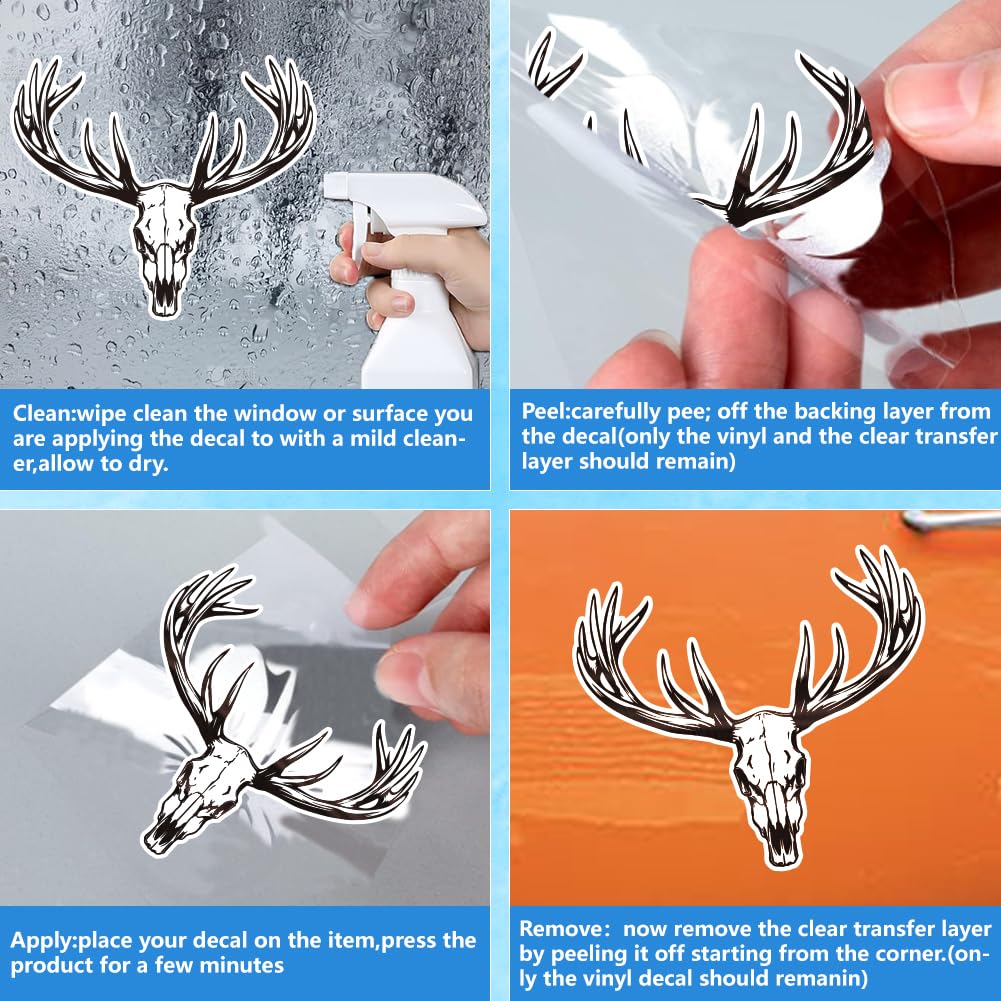 Finest Folia Lot De 3 Autocollants Animaux Sauvages Cerf Élan - Nature Wild, Résistants Pour Voiture Et Maison