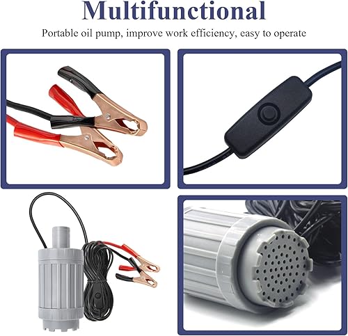 Miniatura 5 de Vevitts Bomba de cambio de aceite eléctrica de 12 V, extractor sin escobillas, bomba de transferencia de succión de barrido de agua, bomba de agua