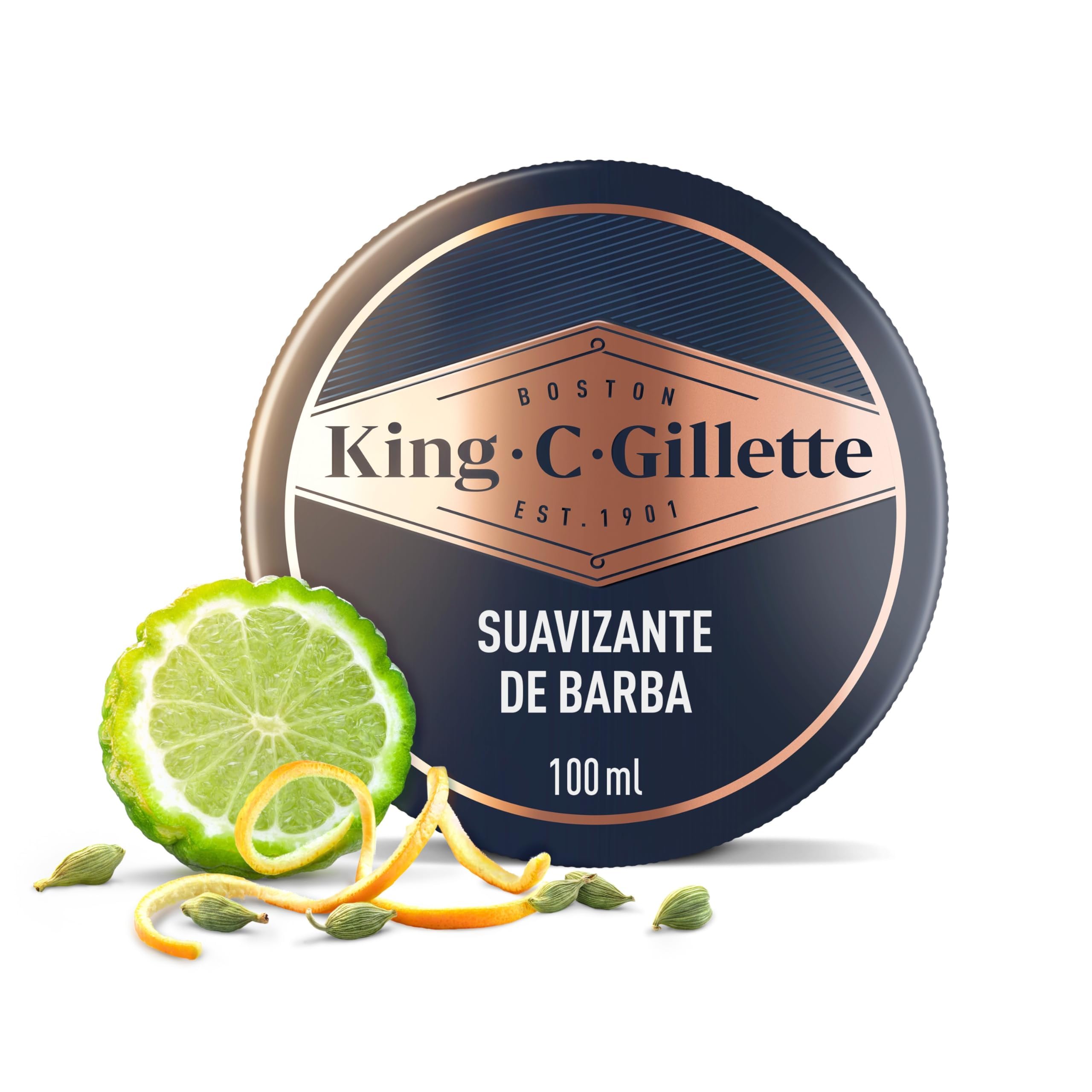 King C. Gillette Bálsamo Barba Hombre con Manteca de Cacao, Aceite de Argán y Manteca de Karité, Suavizante De Barba Ligero Acondicionador Profundo, 100 ml