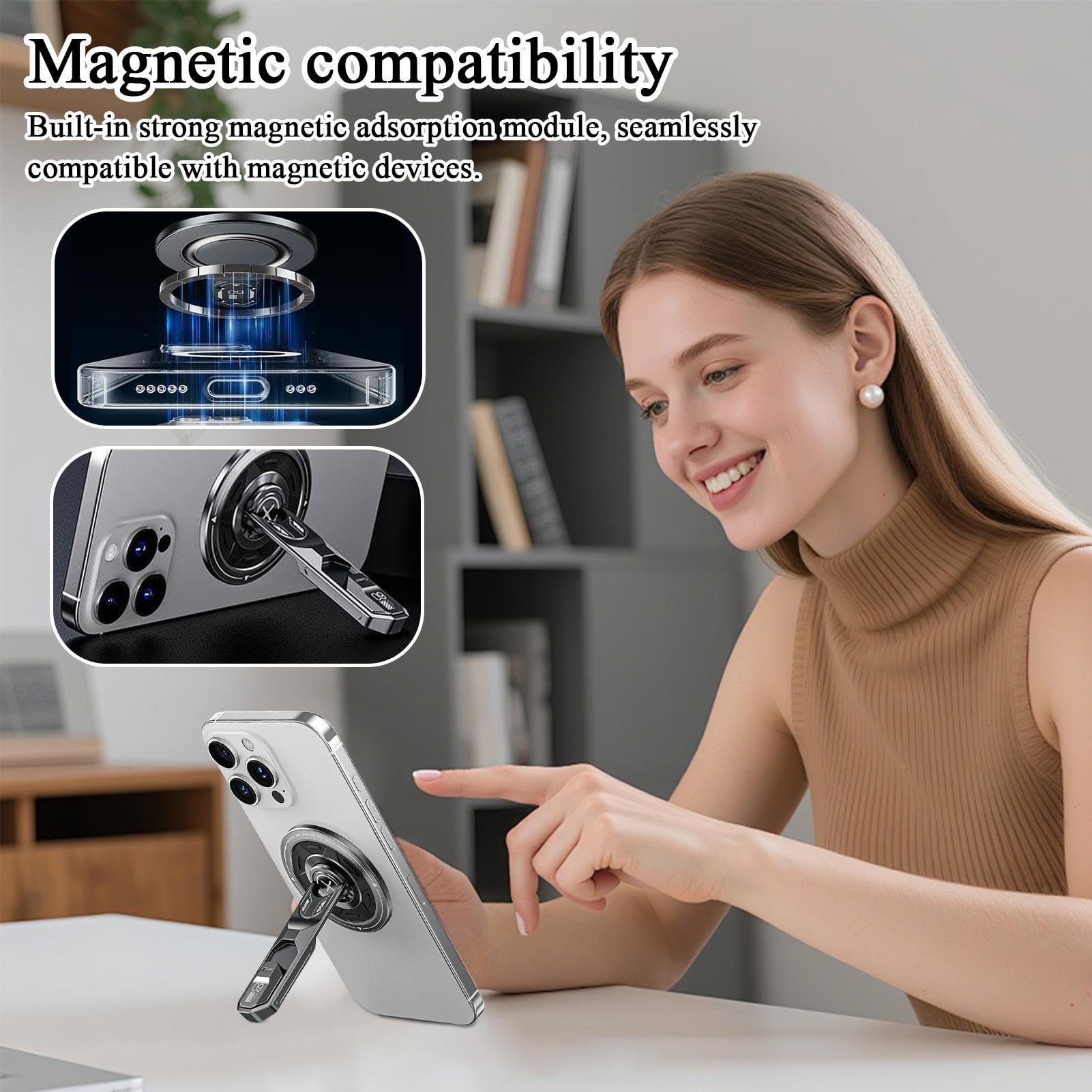 Soporte magnético para móvil Base de Smartphone Giratoria 360° para | Soporte Magnético Escritorio Smartphone Transmisión En Grabación Navegación Entretenimiento Para Mesa Salpicader