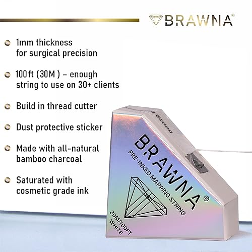 Vista 47 de BRAWNA 2 unidades de cuerda de microblading rosa para medición de cejas - Suministros PMU - Kit de microblading