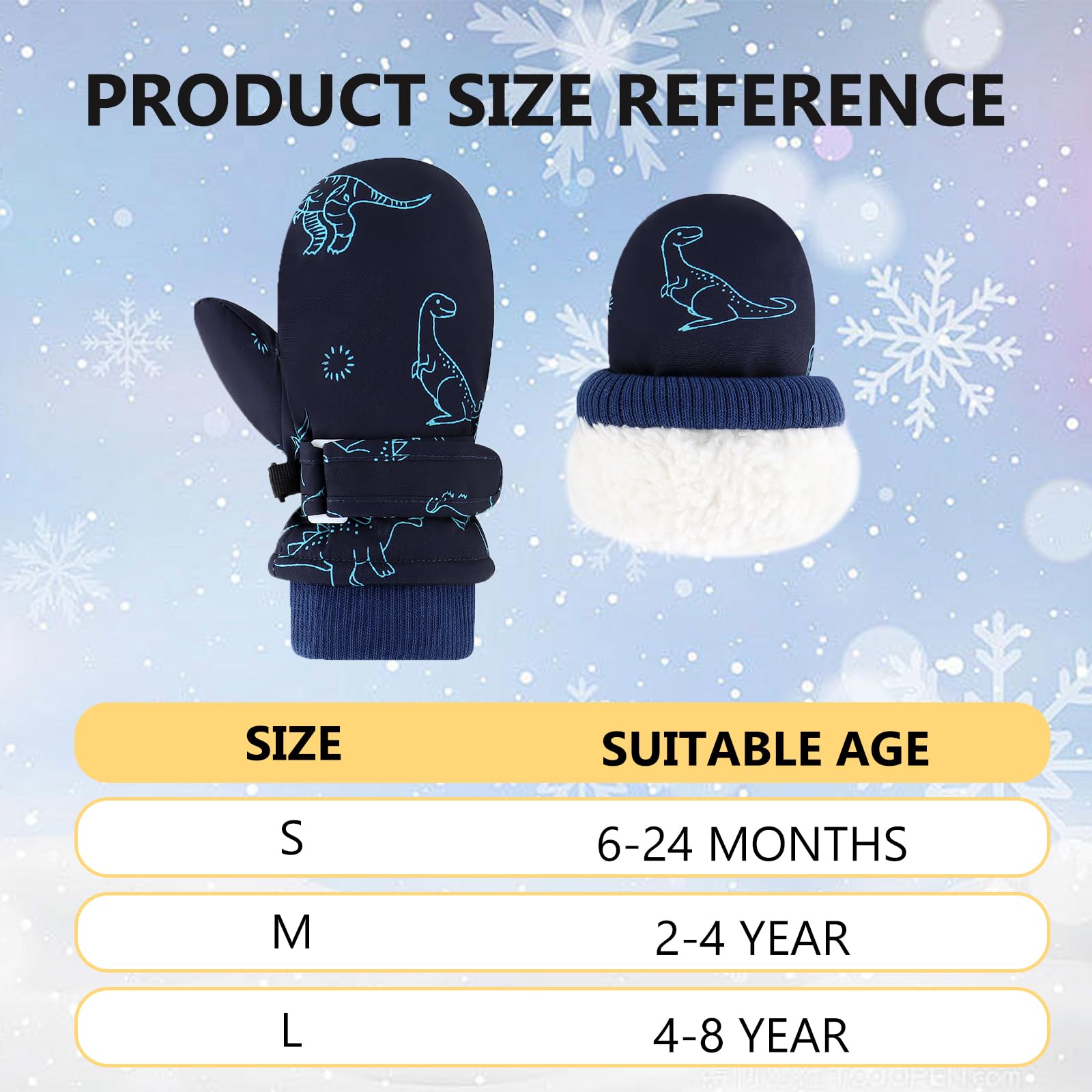 Guantes de nieve impermeables para niños pequeños, guantes de esquí con forro polar, guantes de invierno para niños y niñas