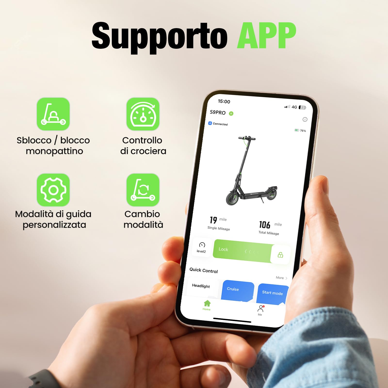 isinwheel S9Pro - Monopattino elettrico per adulti, autonomia 30 km, scooter elettrico 350 W, velocità 6/15/25 km/h, doppio freno, pneumatici da 8,5 pollici infrangibili, sospensione integrata
