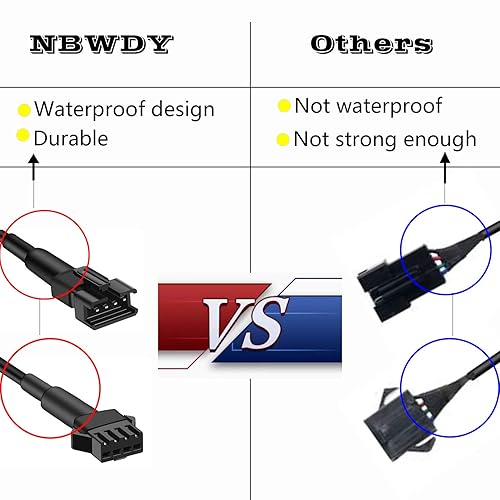 Miniatura 3 de NBWDY Juego de 4 cables de extensión de luz LED RGB de 59.1in, multicolor para luces LED de motocicleta, ATV, coche, multicolor