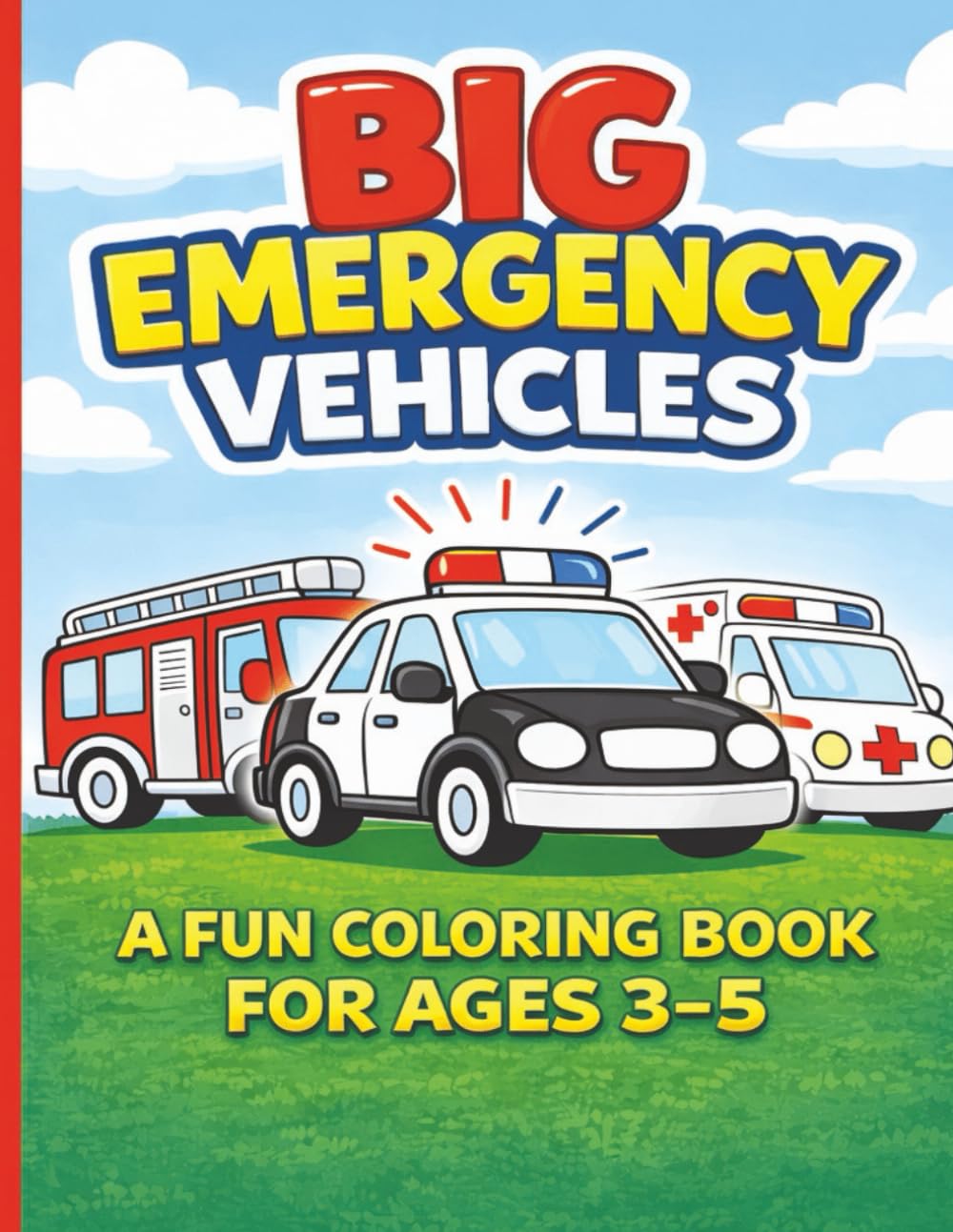 Big Emergency Vehicles Coloring Book for Kids Ages 3–5: A Bold and Easy-to-Color Vehicle Coloring Book for Toddlers and Preschoolers