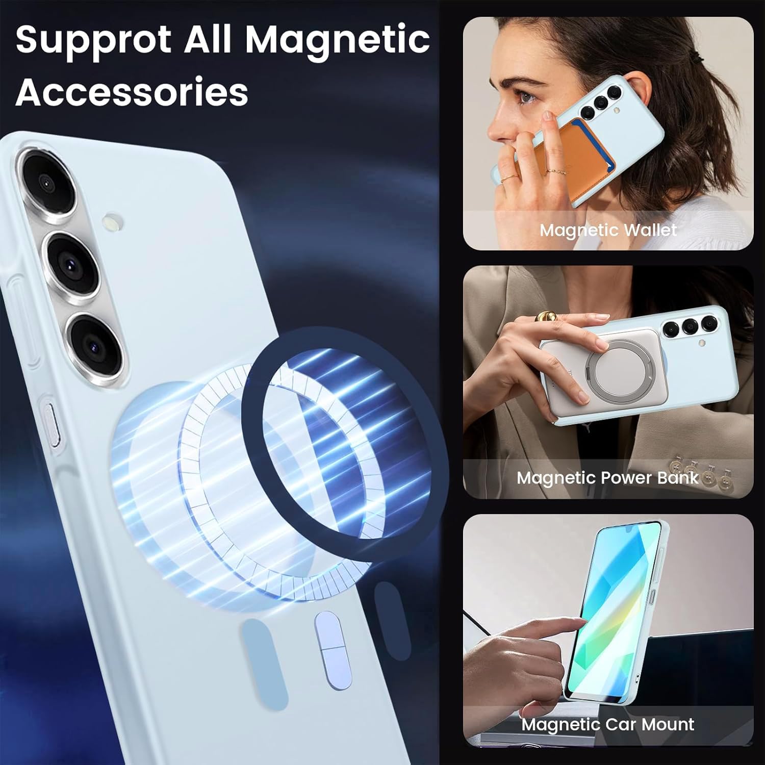 DIZORO® Matte Case for Samsung Galaxy S24 Fe Compatible with MagSafe, Camera Lens Full Protection, Shockproof Translucent Frosted TPU Soft Phone Cover, Anti-Fingerprint (Sierra) — Amazon image 4