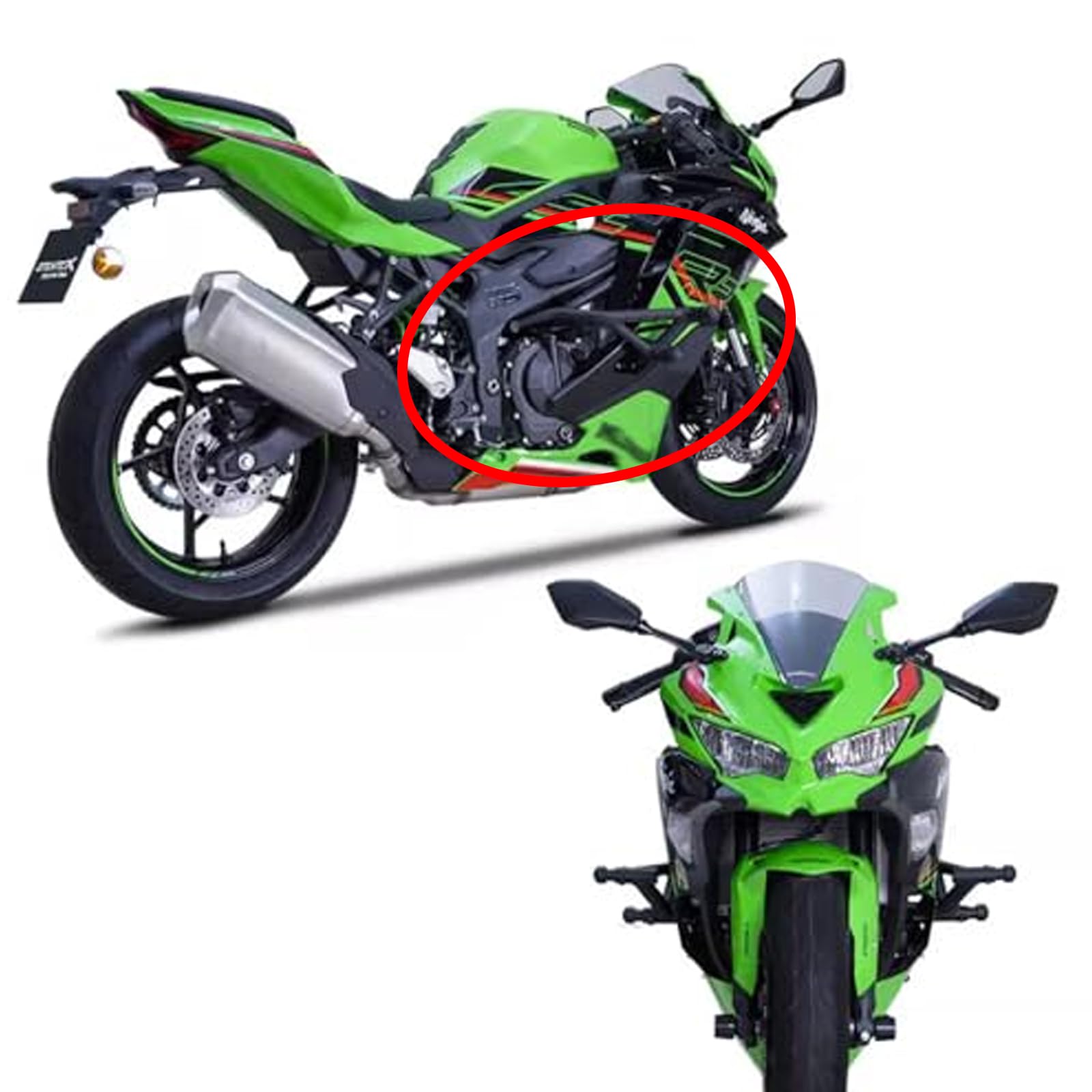 Midimttop – Protections De Réservoir Antidérapantes Pour Ninja ZX4RR ZX4R (2023-2024), Autocollants Latéraux Caoutchouc Noir, Adhésif Puissant, Résistance Aux Rayures