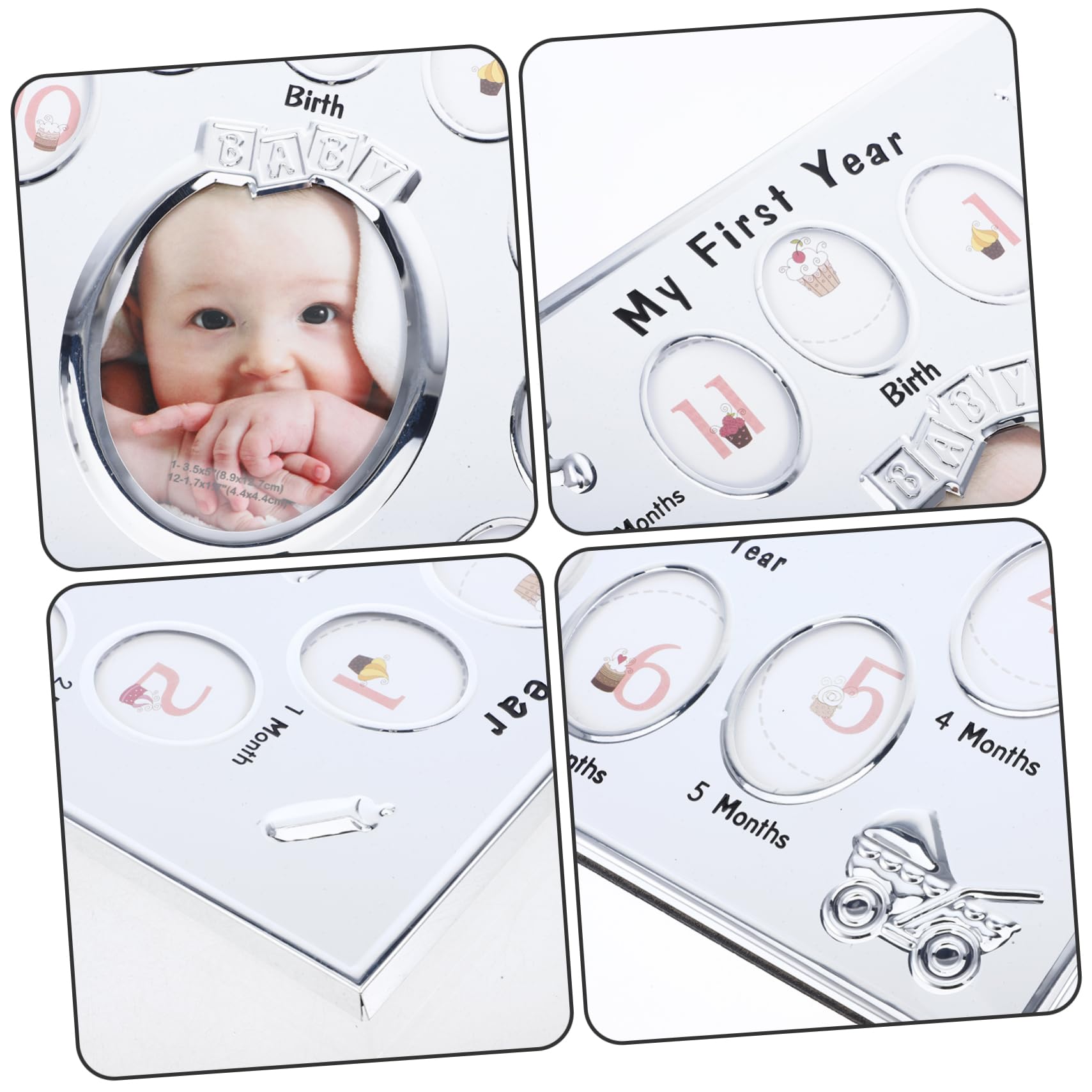 Marco para Fotos de Niña para Marco de Crecimiento Infantil Seguro y Duradero para Mostrar Recuerdos del Primer Año Regalo Original para Recién Nacidos