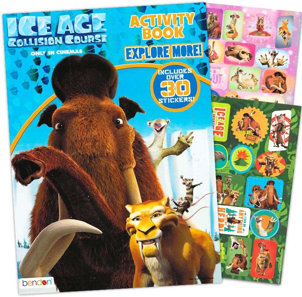 Ice Age Coloring Book Set - 2 Books Over 30 Ice Age Stickers and 2 Solor System Stickers (Party Supplies)