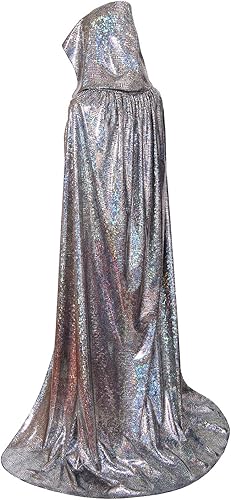 GRAJTCIN Capa de lentejuelas para mujer, capa brillante con capucha, longitud completa, capa con purpurina, Mardi Gras, Halloween, Navidad, fiesta