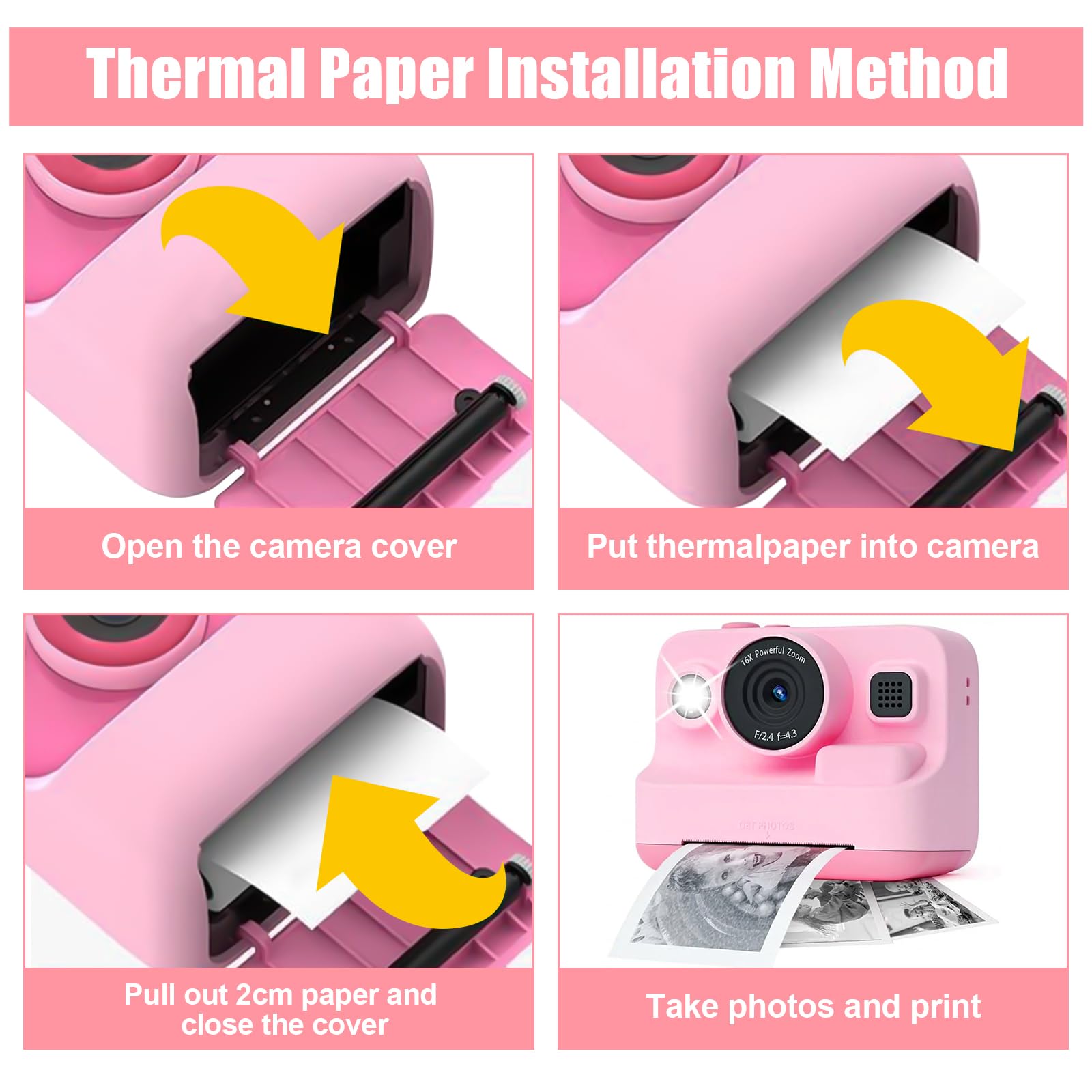 Furuising 15 Rolls Thermal Printer Paper for Instant Print Camera 12 White and 3 Colourful Camera Paper Roll - Image 3