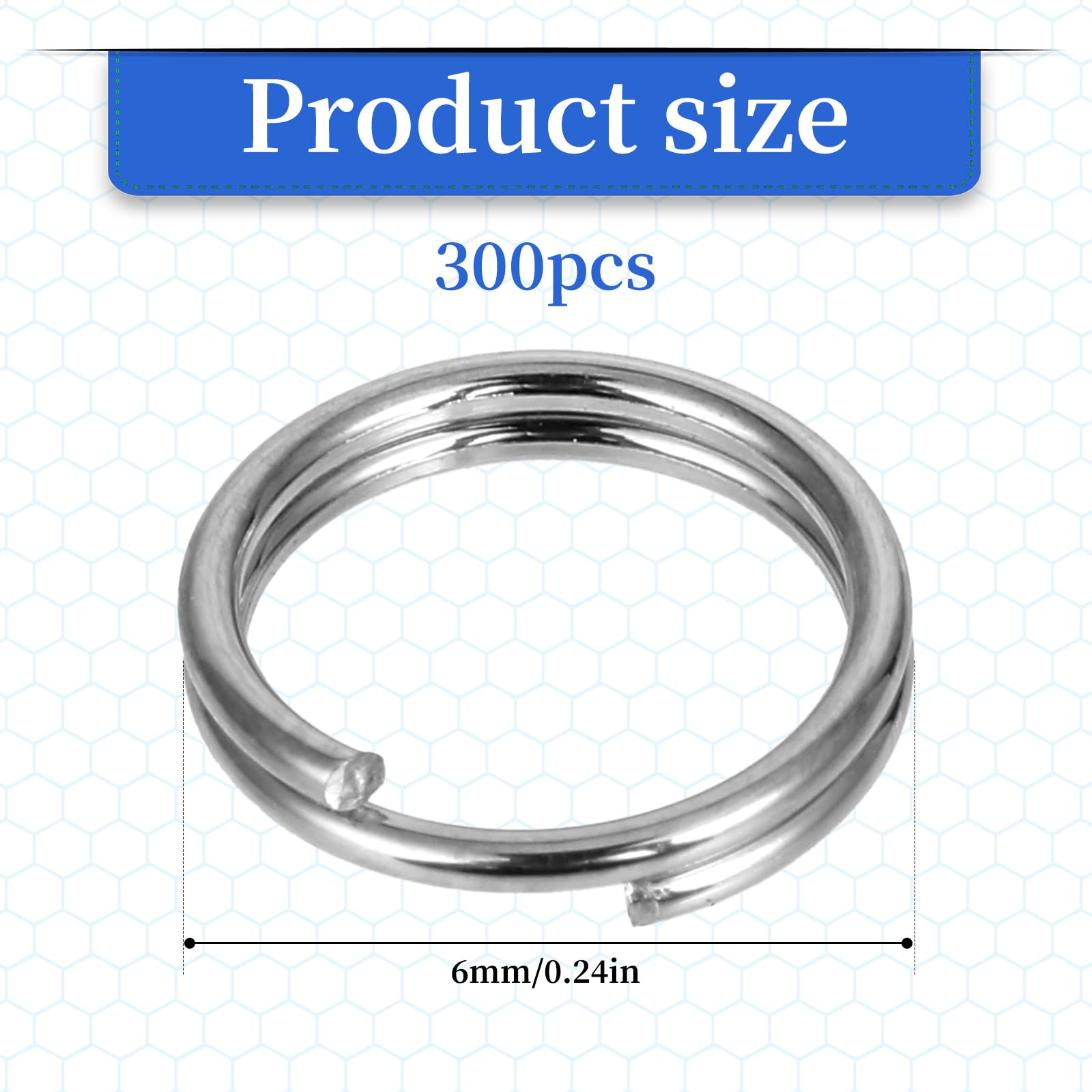 300 stuks 6 mm kleine sleutelringen, sleutelhangers met dubbele lussen, roestvrij staal, ronde sleutelring, zilveren splitringen, splitringen, sleutelhangers voor het organiseren van sleutels