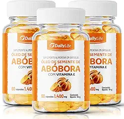 Kit 3x Oleo de Semente de Abobora 1400mg 100% Natural Enriquecida com Vitamina E 60 Cápsulas Softgels - Daily Life