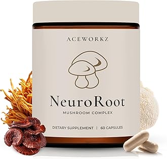 ACEWORKZ NeuroRoot - Mushroom Complex Supplement 14,500mg - Organic 10 Mushroom Blend – Brain, Memory, Focus & Immune Support - BioPerine® for Enhanced Absorption (60 Capsules)