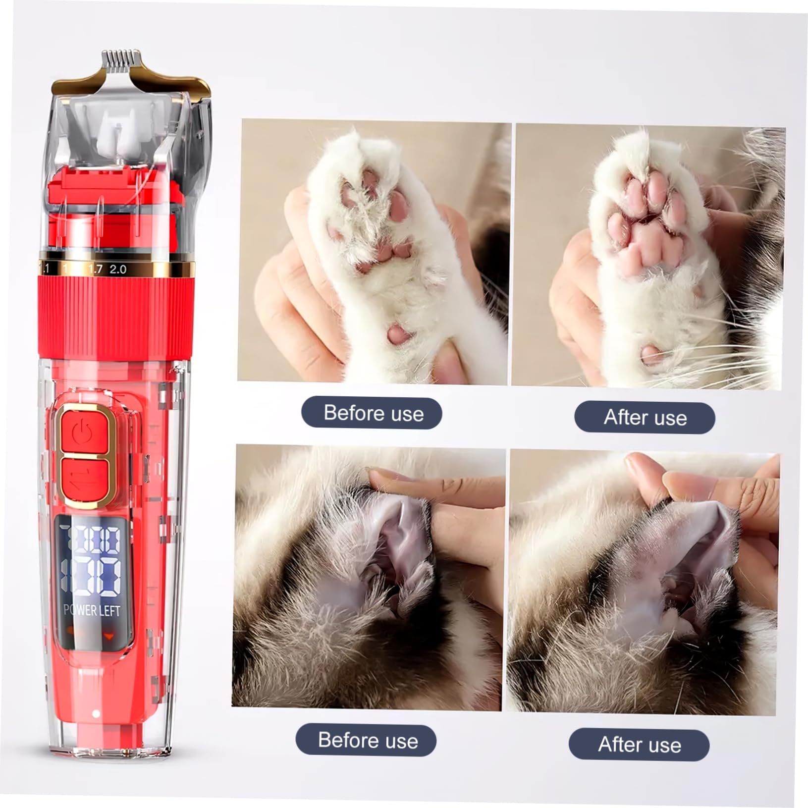 Set Tosatrice per Animali Ricaricabile Display Batteria