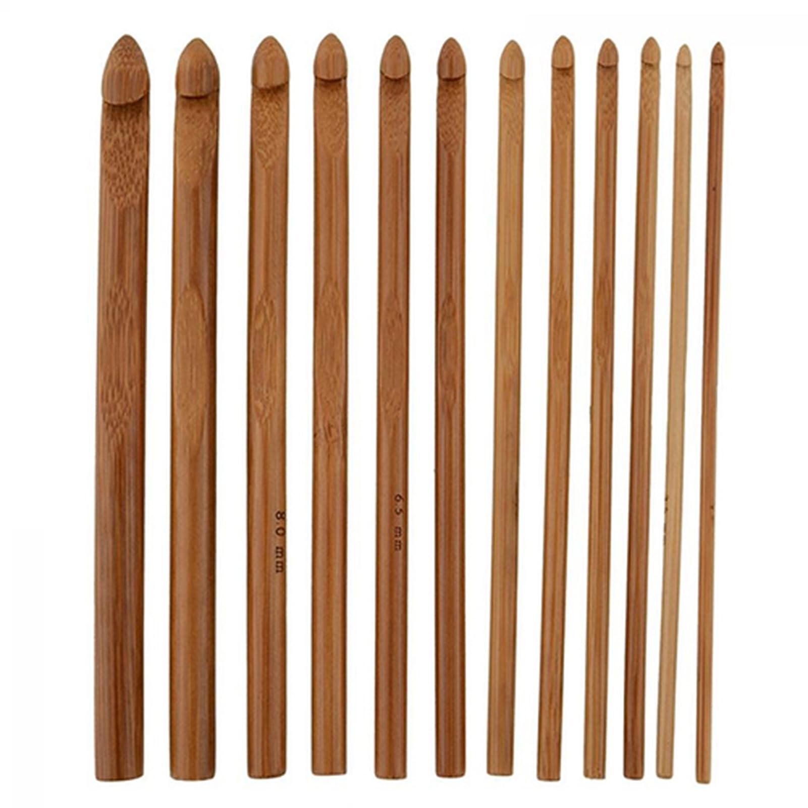 Ulafbwur A Sewing Leathercraft Tools 12Pcs Bamboo Handle Crochet Hook Knit Weave Yarn Craft Knit Needles Set