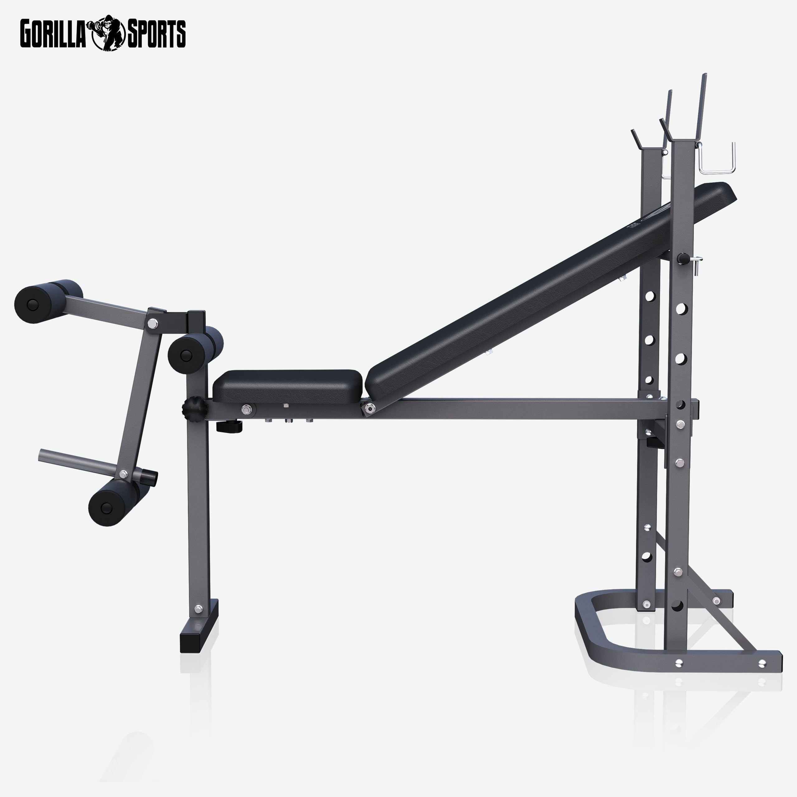 GYRONETICS® Panca Pesi - con Porta Bilanciere, Multifunzione, Regolabile, Pieghevole, Max. 220kg, in Acciaio - Panca Piana, Palestra, Allenamento, Addominali, Sollevamento Pesi, Fitness, Casa