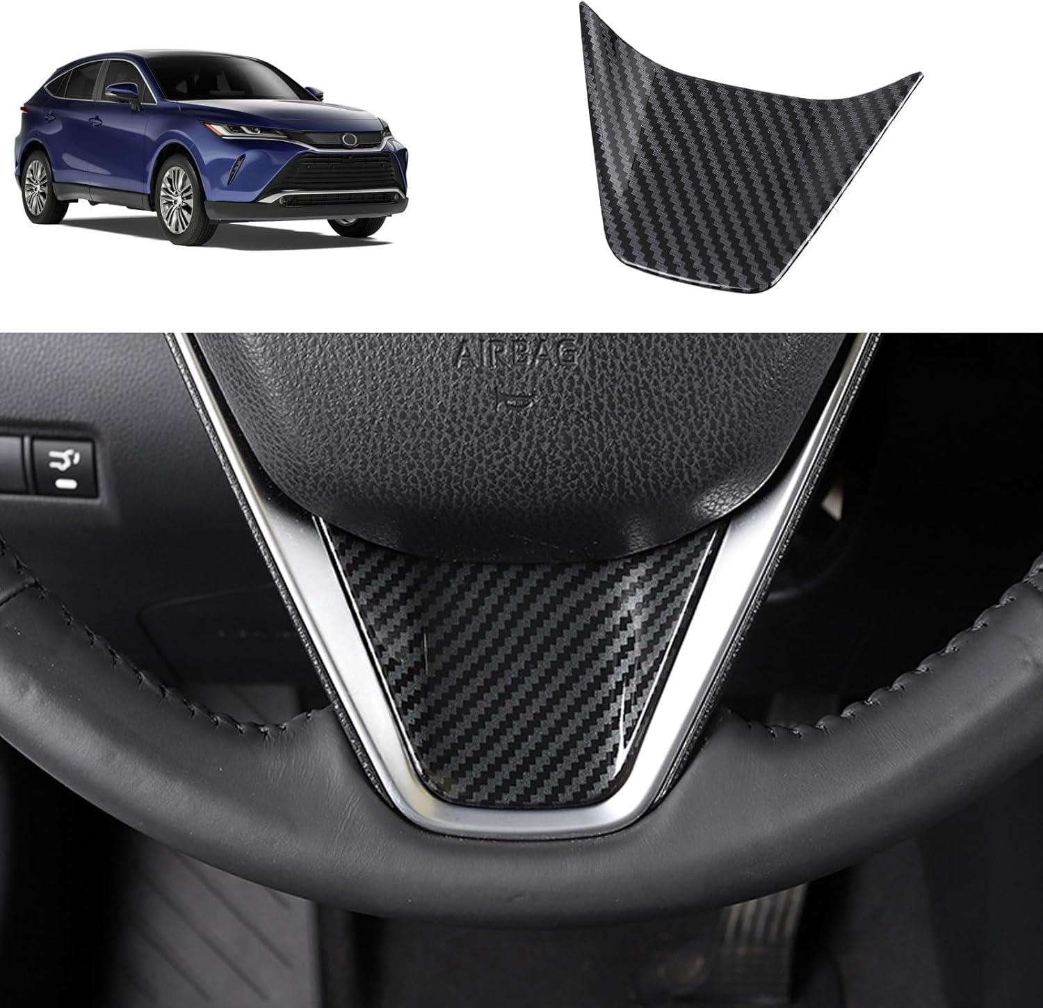 U Shape Button Cover Surround Frame Cover Compatible with Toyota Venza 2021 2022 2023 Inner Bottom Trims Interior Car Accessories ABS 1PC(Peach Wood Style)