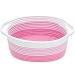 ABenkle Small Basket with Handles - Decorative Durable Rope Woven Storage Bin Shelf Storage Organizer Cube, Easter Baby Gift Basket, 12x8x5