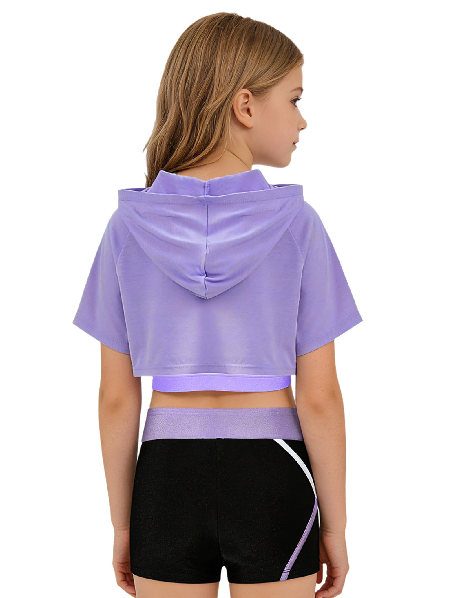 Mädchen Bekleidungssets Kapuzenpullover und Crop Top mit Shorts Sommer Sportanzug Sport Kleidung 3 Teilig Outfit Set Trainingsanzug Jogginganzug