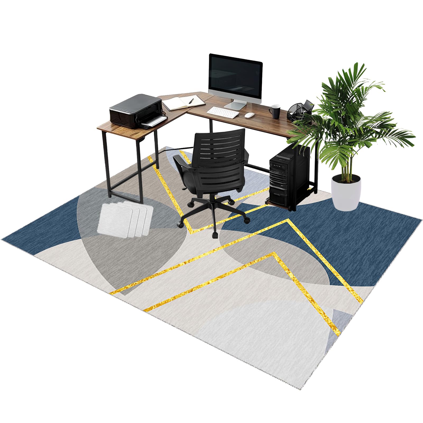 Rolling Chair Mats, Office Chair Mat for Carpet and Wooden Floors 150 x 180 cm Non-slip Gaming Floor Protector, Washable Desk Carpet Protector Rug for Home Office, Non Slip Floor Protection Mat
